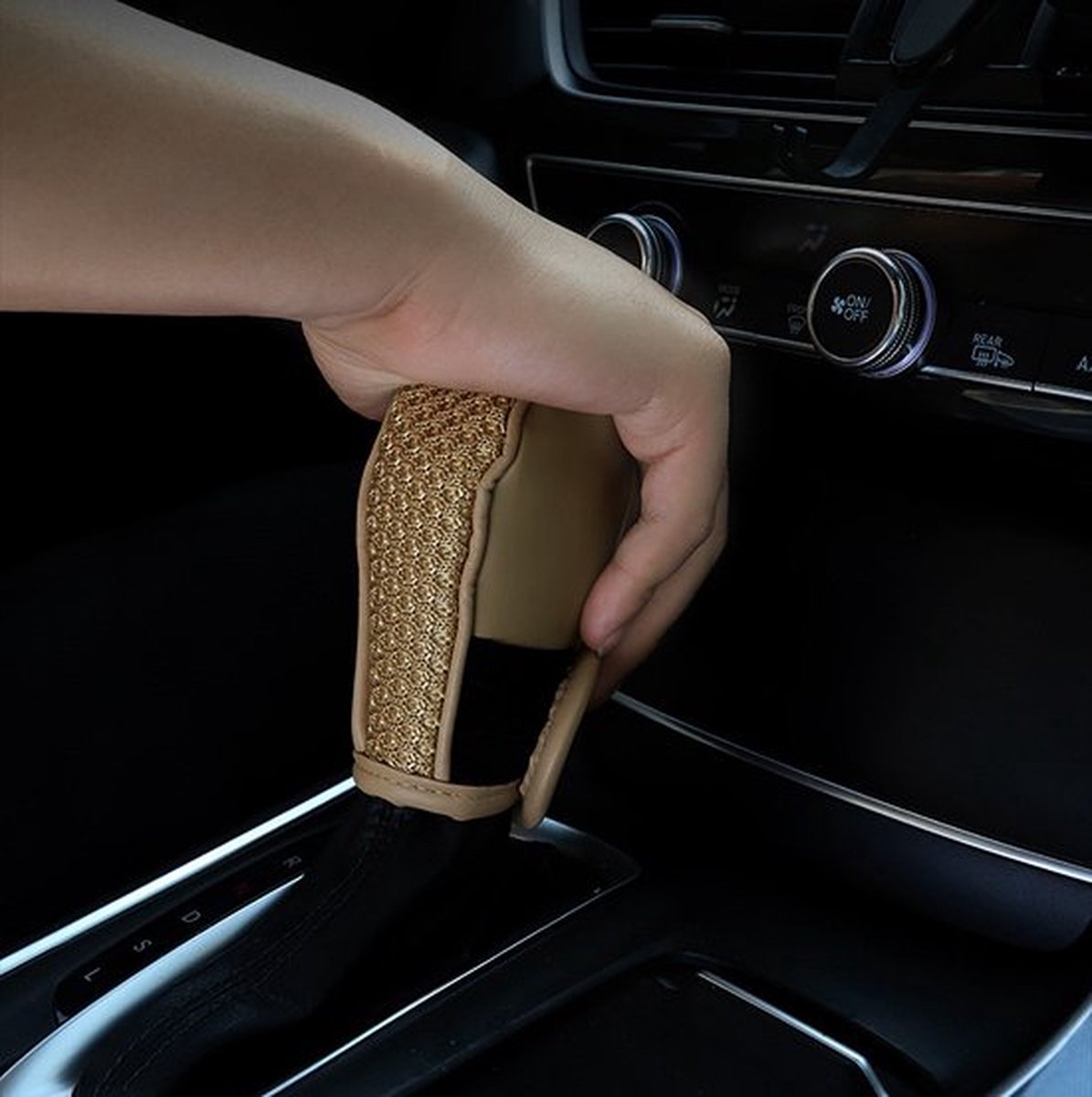 PU Leather Gear Shift Cover | Gear Shift Cover | Non-Slip | Anti-Sweat | Luxury Car Gear Shift Cover | Universal | Brown - Image 3