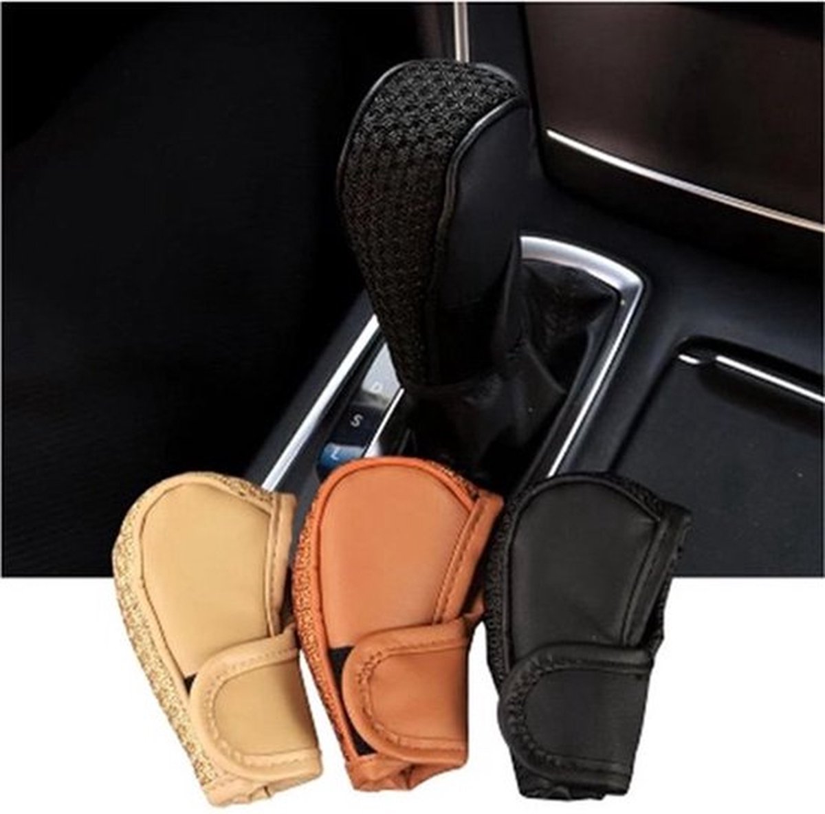 PU Leather Gear Shift Cover | Gear Shift Cover | Non-Slip | Anti-Sweat | Luxury Car Gear Shift Cover | Universal | Brown - Image 5