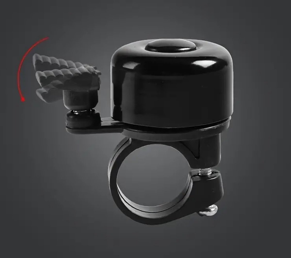 Bicycle Bell | Children's Bicycle Bell | Mini Bicycle Bell | 24 mm | Universal | Aluminum | Grooved Handle | Black - Image 4