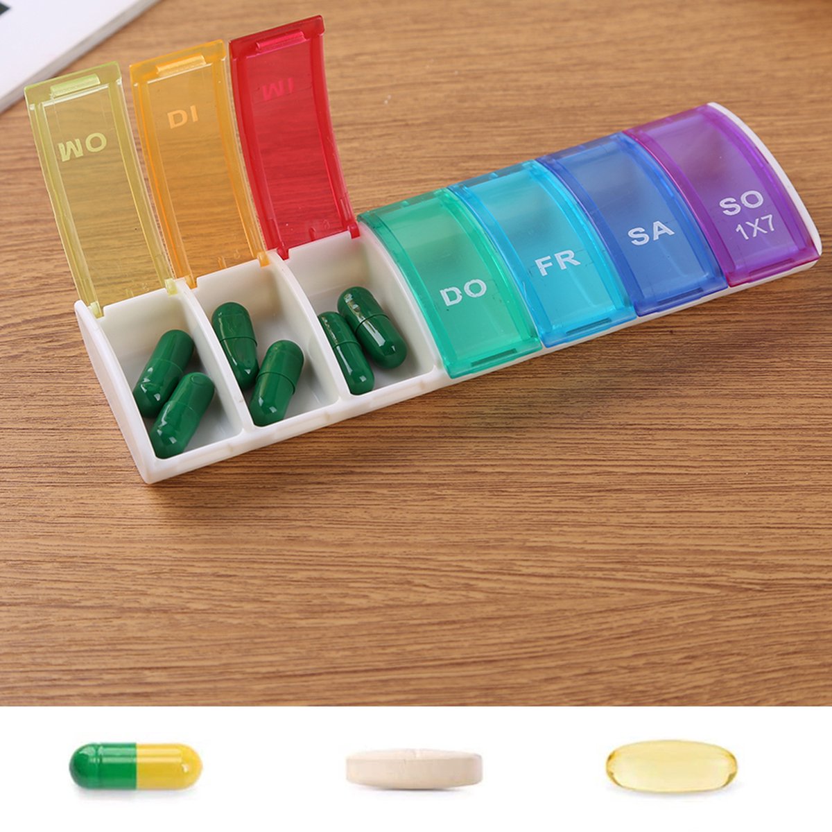 Pill Box | Pill Box | Medicine Box | Pill Box | 7 Days | 1 Week | Monday to Sunday | Multicolor - Image 4