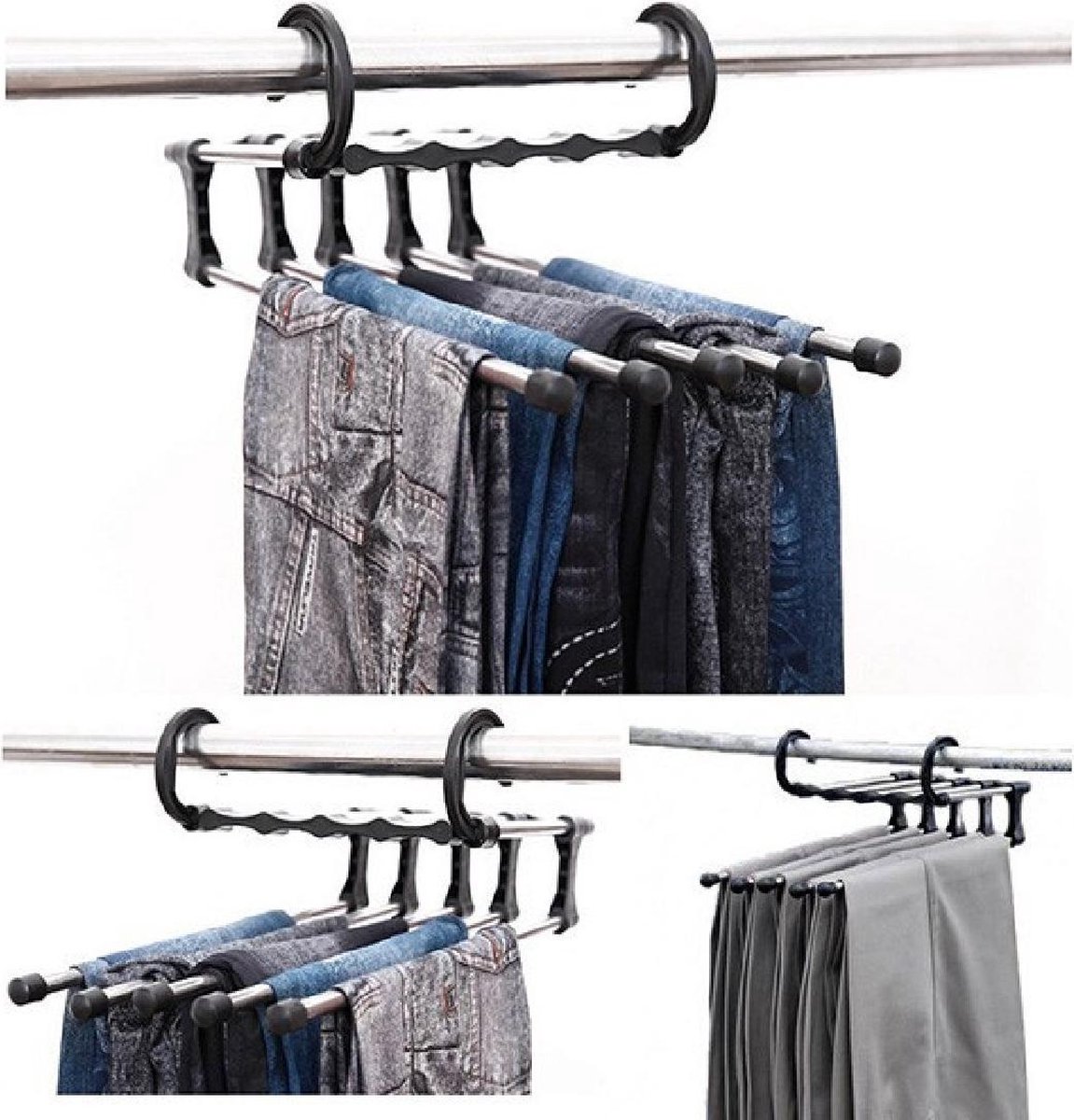 Trouser hanger Clothes hanger - Clothes rail - Trouser hanger Clothes hanger - Metal trouser rail - 5 garments - Image 1