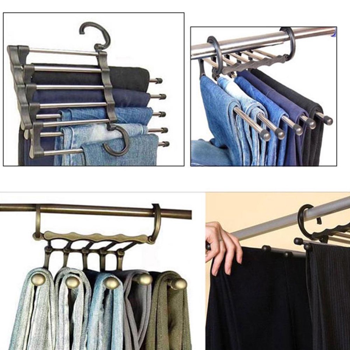 Trouser hanger Clothes hanger - Clothes rail - Trouser hanger Clothes hanger - Metal trouser rail - 5 garments - Image 3