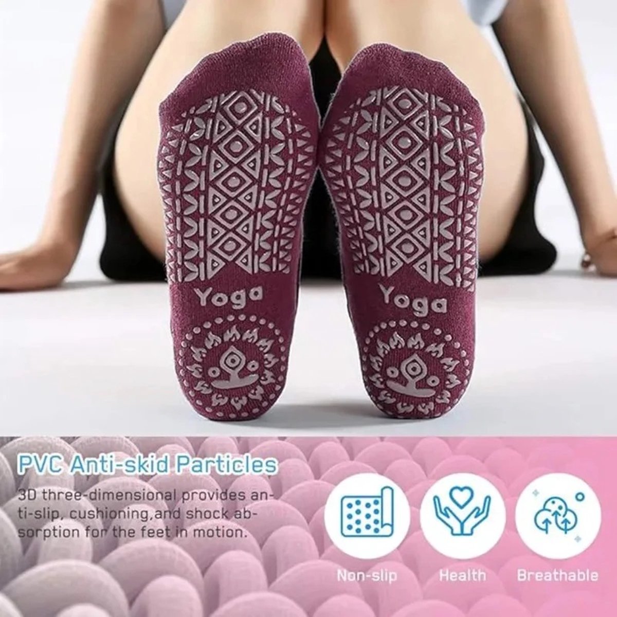 Closed Toe Yoga Socks | With Anti-Slip Bottom | Anti-Slip Socks | Pilates Socks | Size 36-40 | Black - Image 4