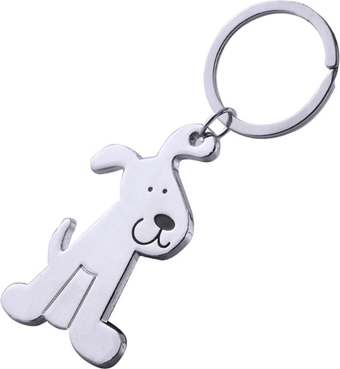 Keychain bag charm silver-colored metal dog 6 cm - Image 1