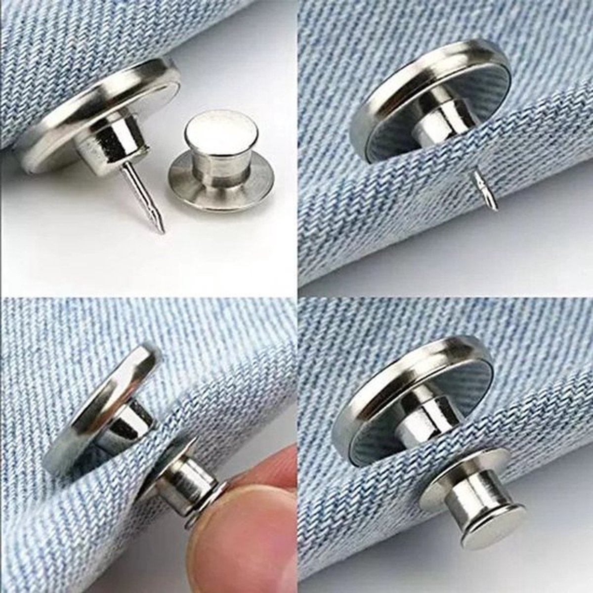 4x Jeans Buttons With Snap | Universal Jeans Button Pins | Jeans Buttons | Replace Buttons | Jeans Button | Silver - Image 5