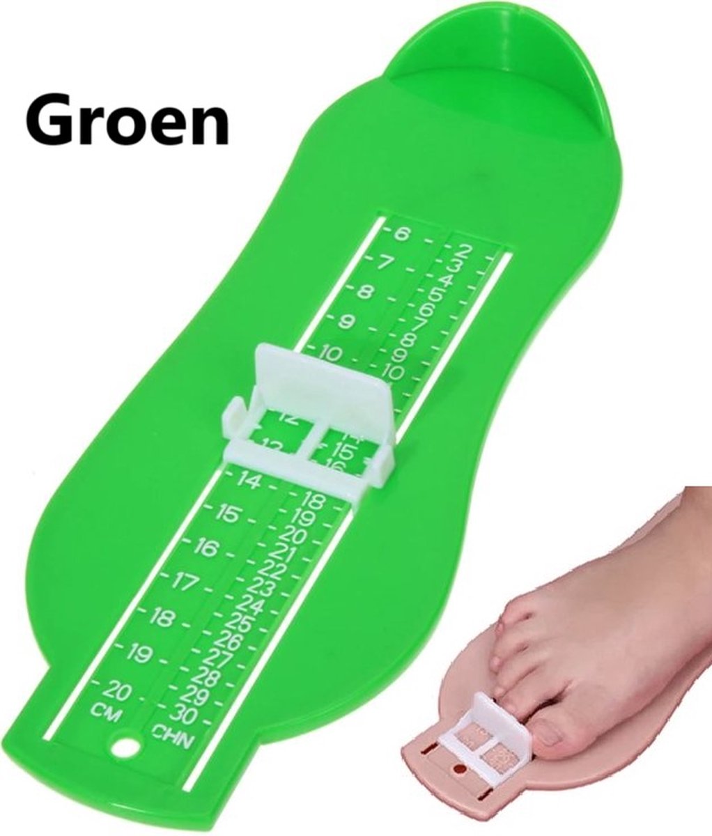 Child's Foot Measuring Tool | Child's Shoe Size Measuring Tool | Baby Shoe Measuring Tool | Baby Measurement | Green - Image 1