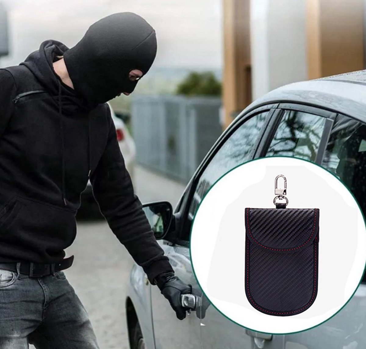 Carbon fiber key fob protector | Car Key Protector | Keyless Entry Protective Case | RFID Protective Case | Card Holder | Wallet | Phone Holder | 14 x 10 CM - Image 1
