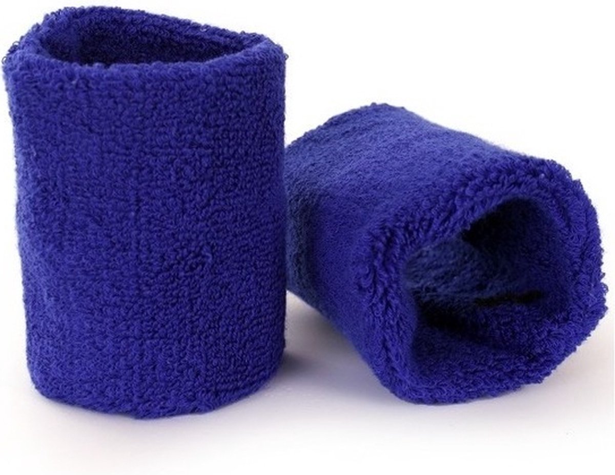Blue wrist sweatbands - for adults - 2 pieces - Image 1