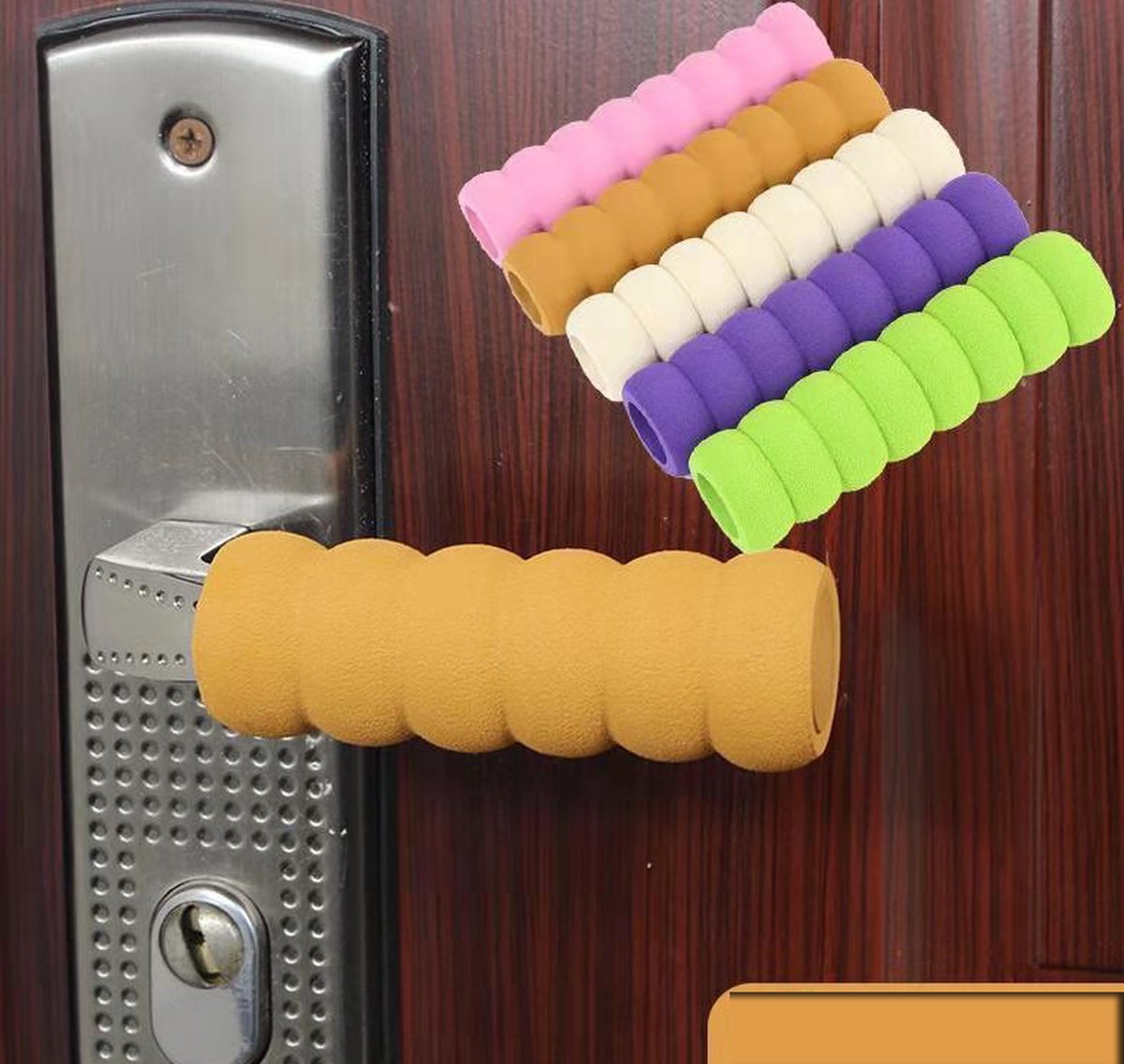 Foam Door Stopper | Wall Protector | Door Protection | Door Handle Protective Cover | Baby and Child Door Protector | Brown - Image 1