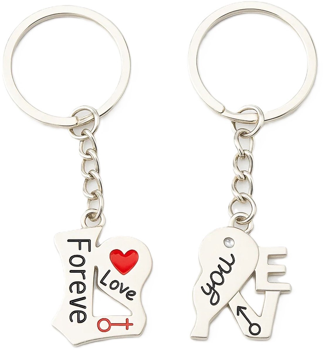 2-Piece Keychain Forever Love You | Couples Keychain | For Him & Her | Silver - Image 1