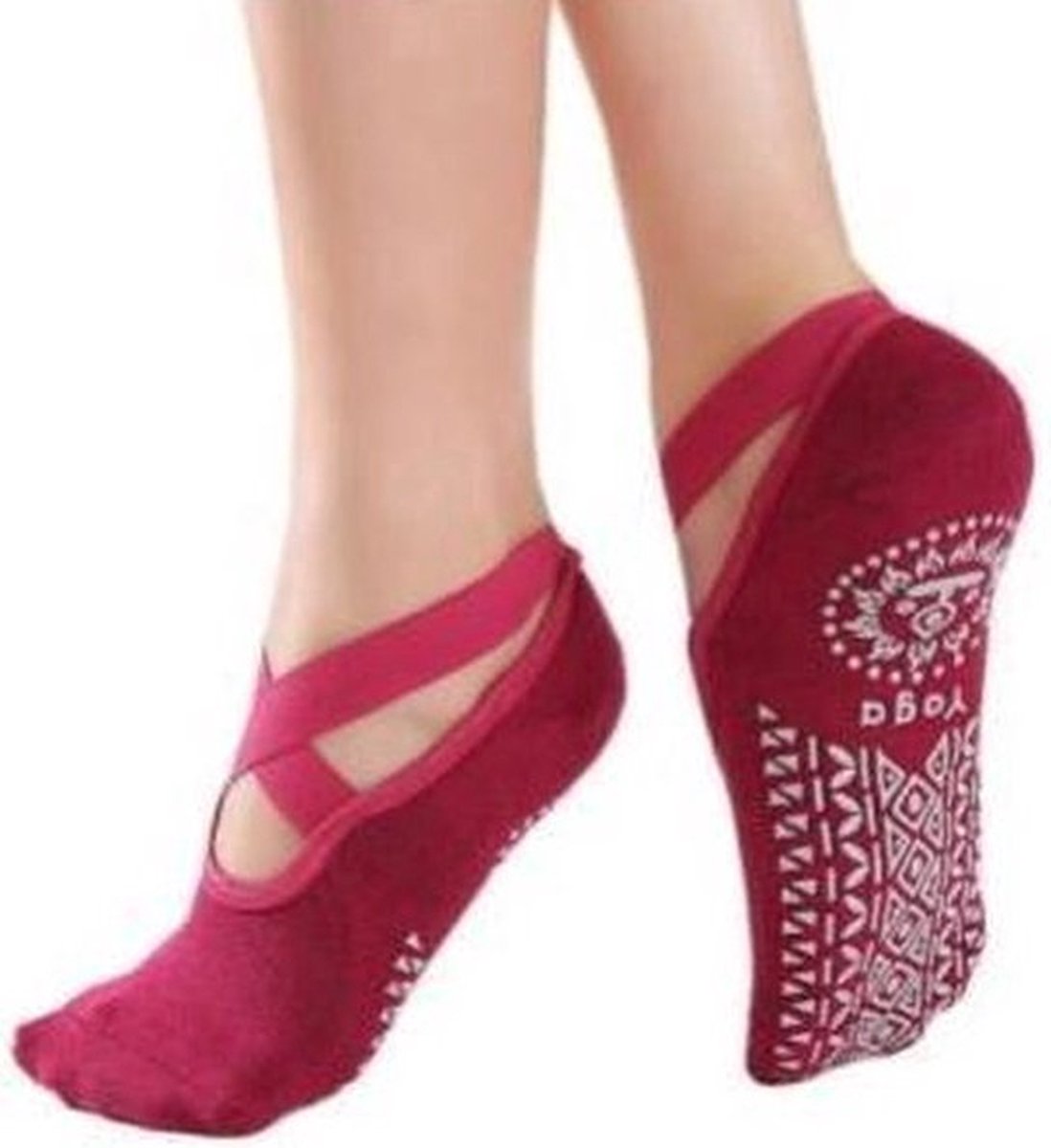 Closed Toe Yoga Socks | With Anti-Slip Bottom | Anti-Slip Socks | Pilates Socks | Size 36-40 | Red - Image 1