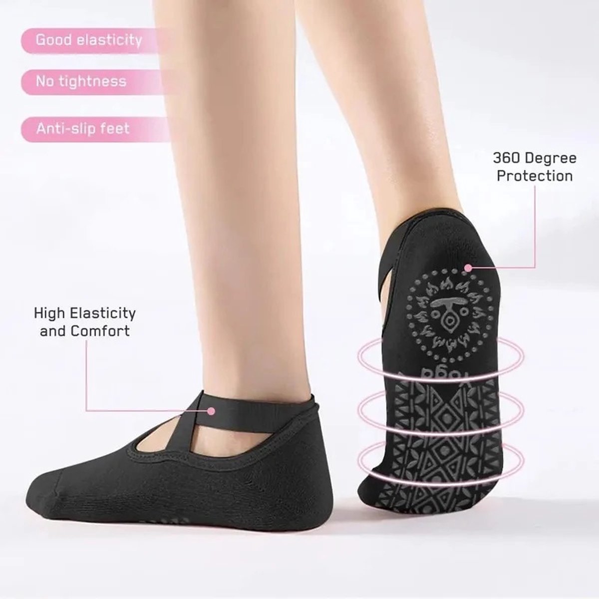 Closed Toe Yoga Socks | With Anti-Slip Bottom | Anti-Slip Socks | Pilates Socks | Size 36-40 | Red - Image 2