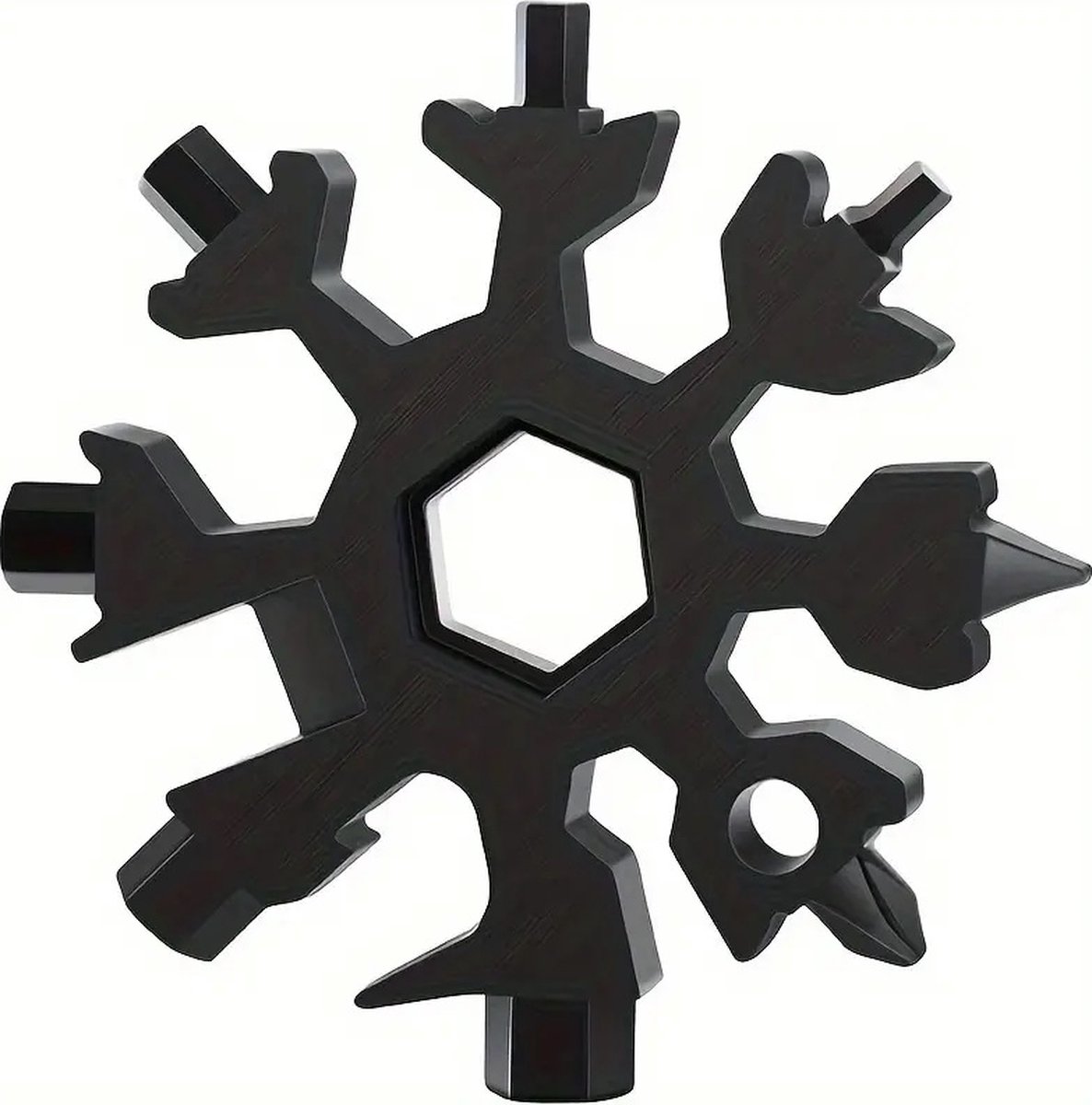 18 in 1 Multipocket Tool | 18 Functions | Stainless Steel | Multitool Keychain | Bicycle Tools | Snowflake | Black - Image 2