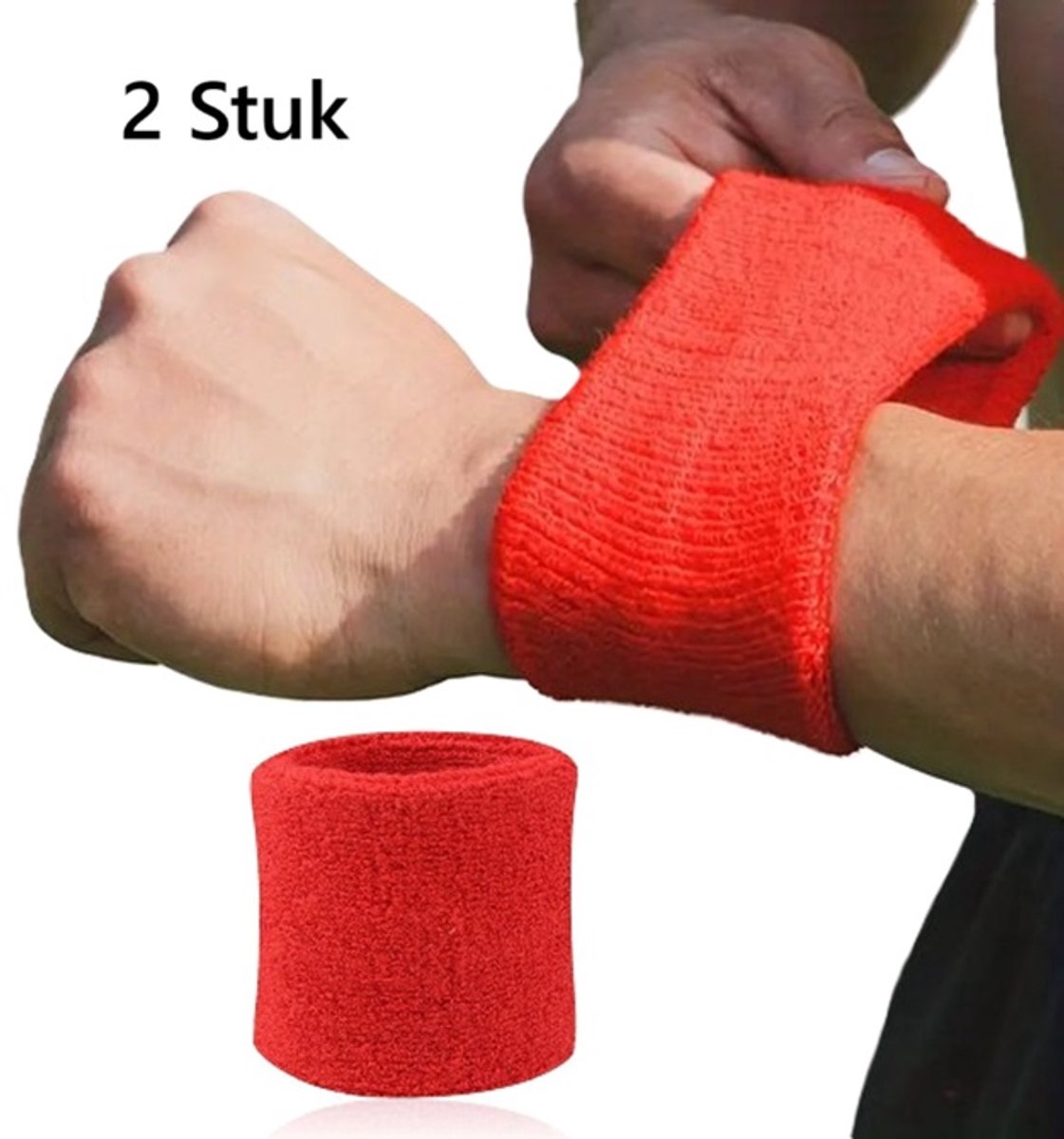Wristband Set | Sweatband | Sweatbands | Wrist | Sports Bands | 2 Pieces | 8 x 8 CM | Red - Image 1