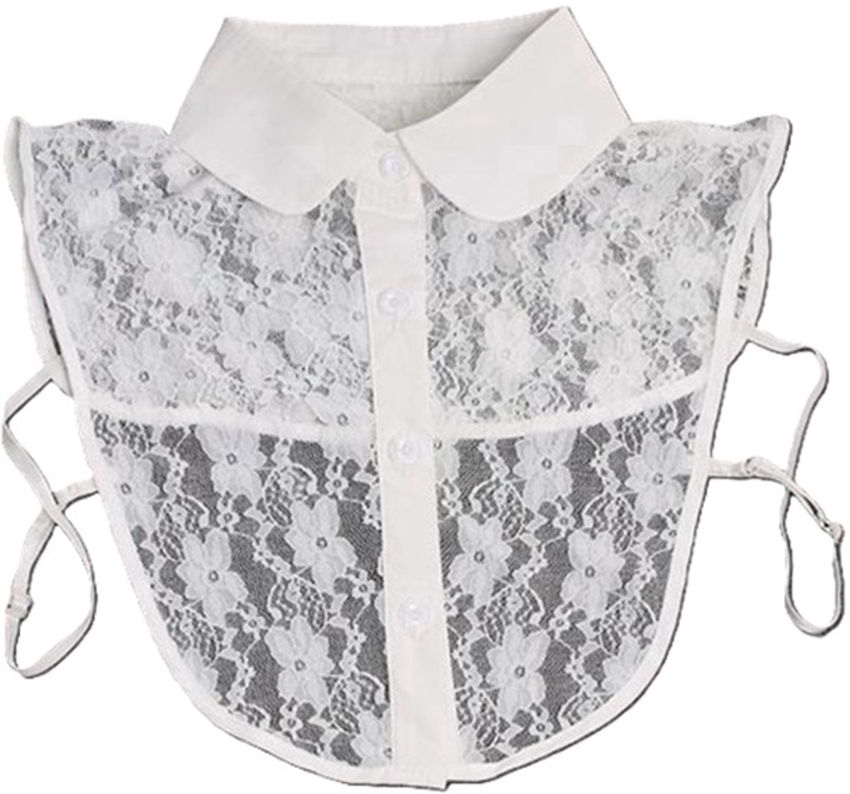 Detachable Collar with Round Collar | Transparent Lace | Blouse Collar | Faux Collar | White - Image 1