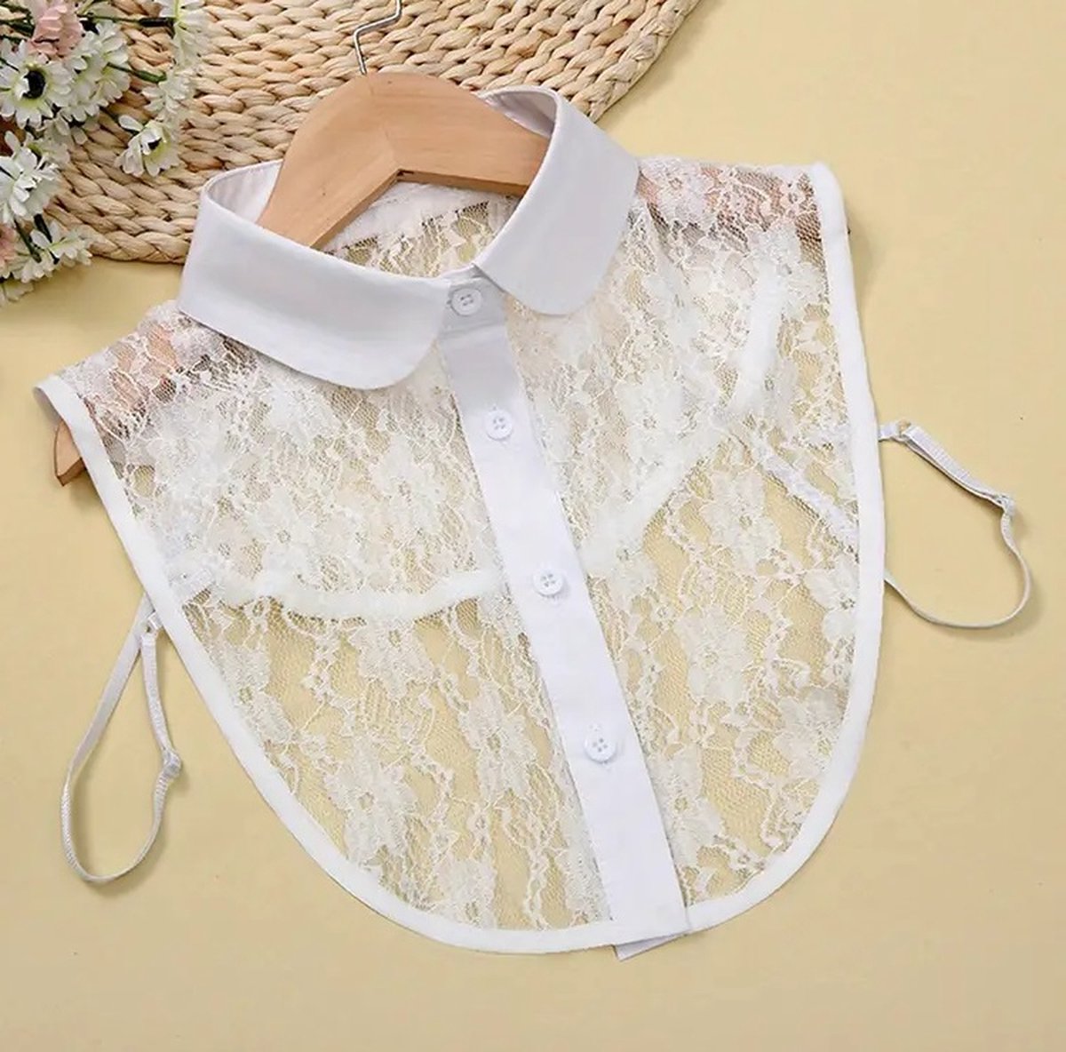 Detachable Collar with Round Collar | Transparent Lace | Blouse Collar | Faux Collar | White - Image 2
