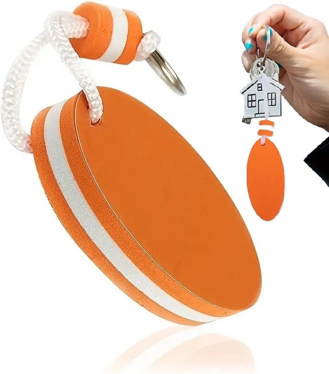 Floating Keychain | EVA Foam | For Large Keyring | Foam | Bumper | Key Float | Oval | Orange - Image 1