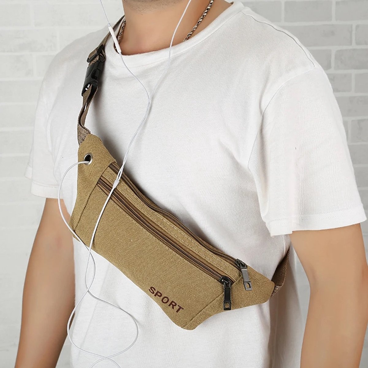 Sporty Waist Bag | Running Belt | Fanny Pack | Crossbody Bag | With Phone Holder & Cable Opening | Running Bag | Unisex | Black - Image 2