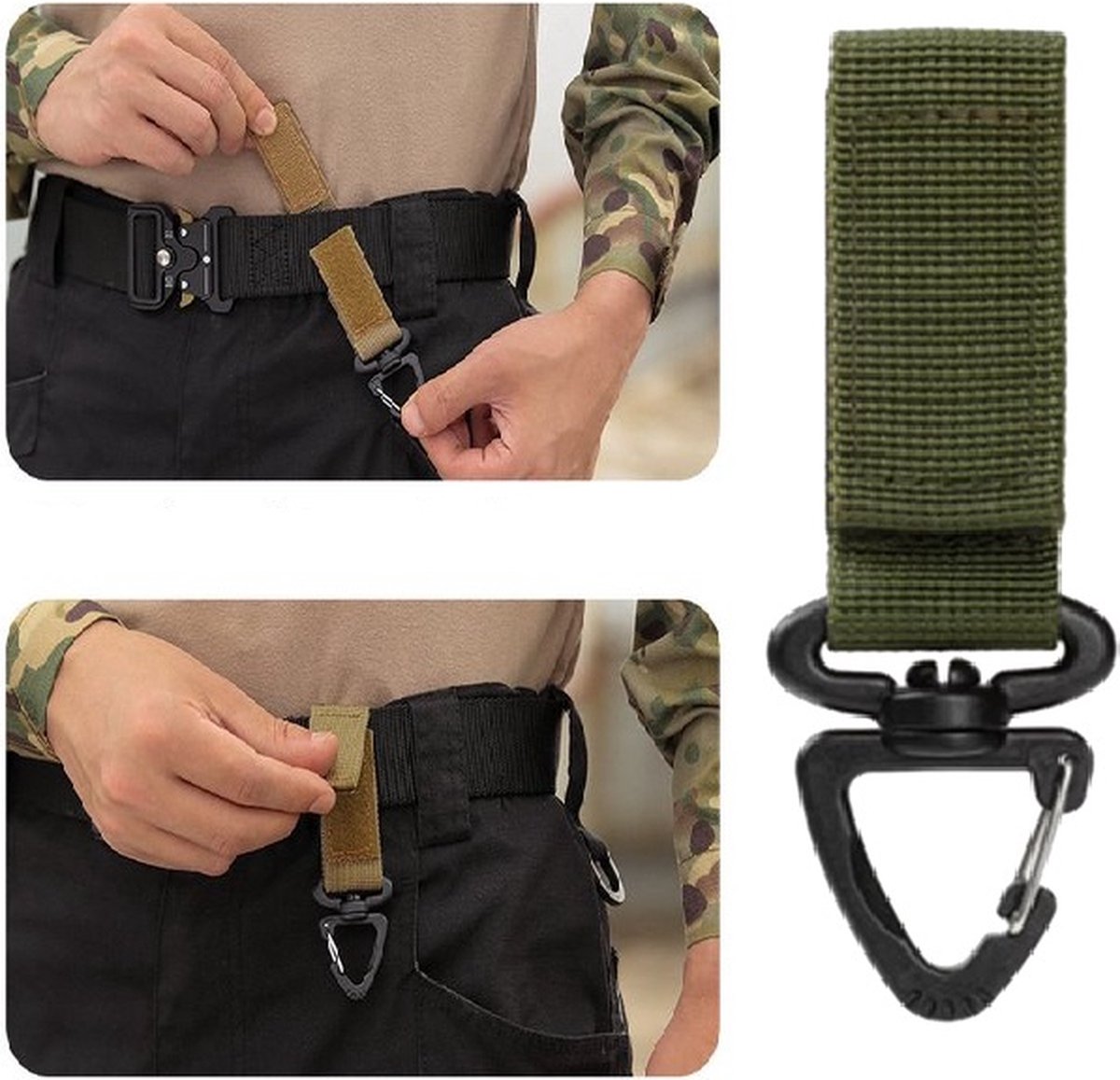 Bottle Hanger | Swivel Buckle | Nylon Outdoor Buckle | Camping Accessory | Carabiner Keychain | Green - Image 1