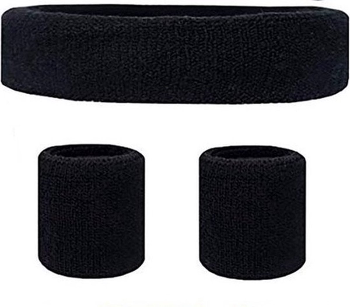 Set of Headband and 2x Wristbands Set | Sweatband | Sweatbands | Head and Wrist | Sports Bands | Black - Image 4