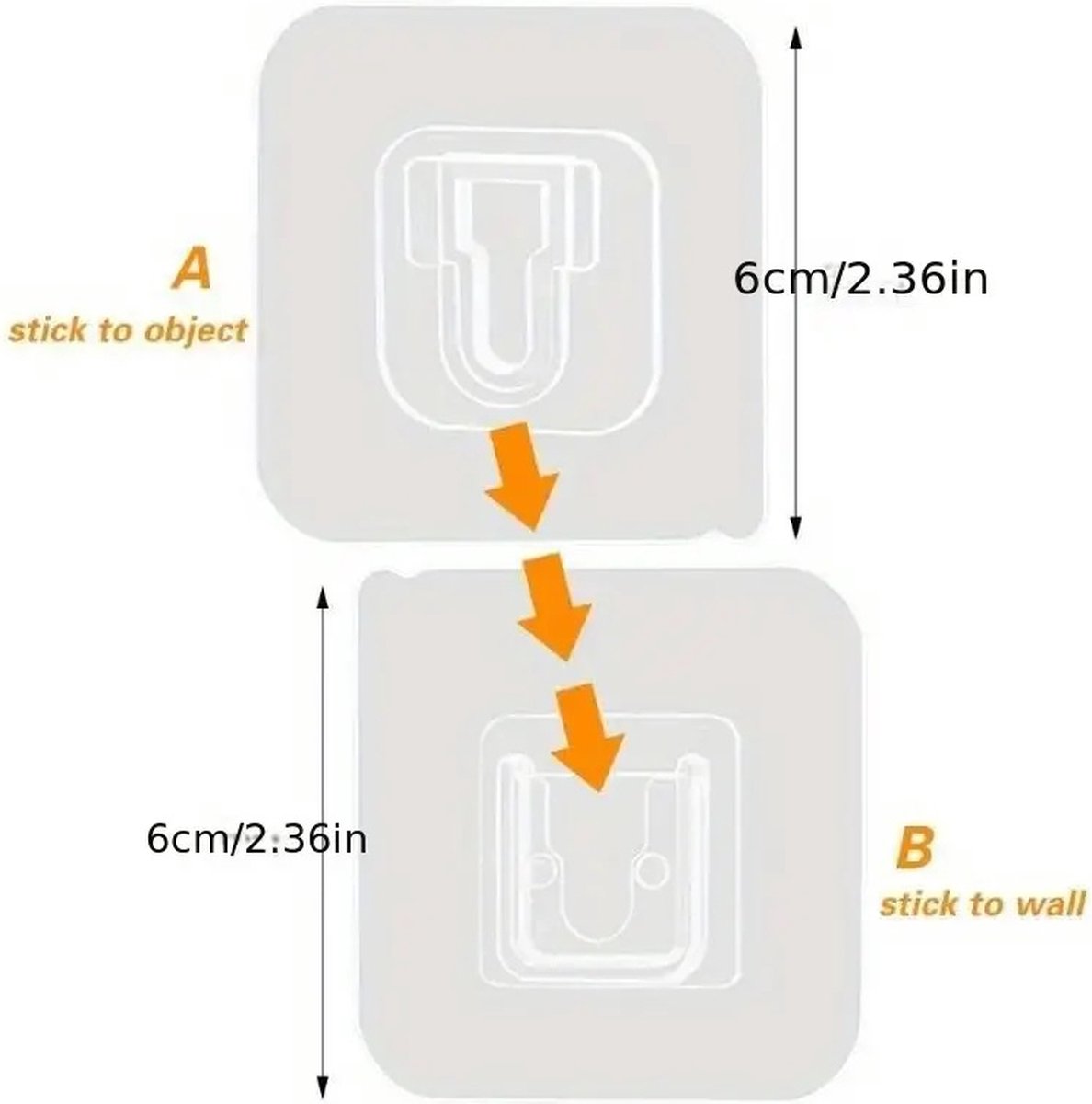 2 Pairs Transparent Self-Adhesive Hanging Hooks | Hanging System | Self-Adhesive Wall Hangers | Double-Sided Adhesive Wall Hooks | Hanging Hooks - Image 5