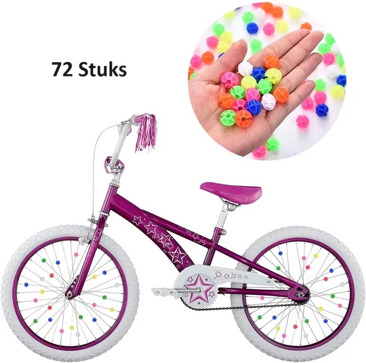 Spoke Beads Bicycle Wheel 72 Pieces | Spoke Reflectors | Glow In Dark | Wheel Reflectors Children's Bicycle | Multicolor - Image 1