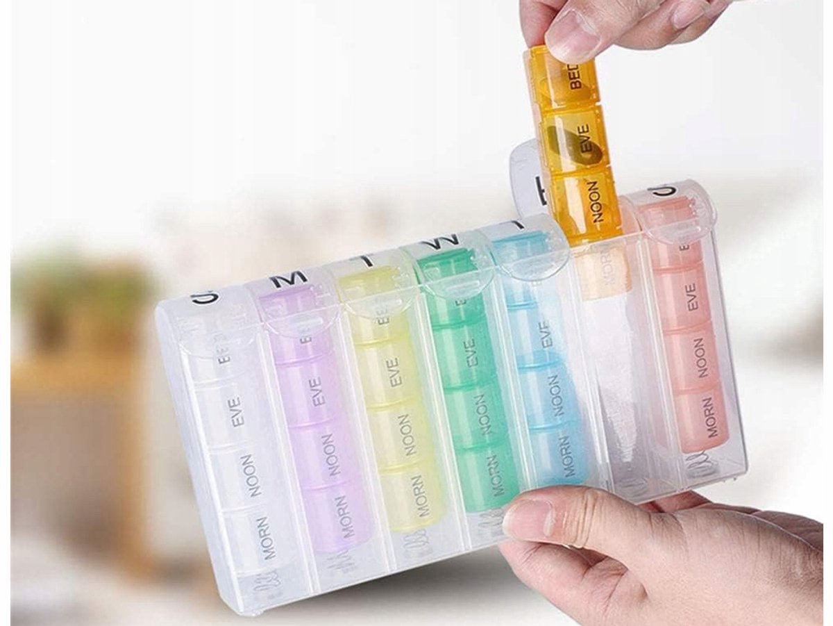 Pill Box for 7 Days & 4 Times | Pill Box 28 Compartments | Medicine Box | Pill Organizer | Automatic Opening - Image 5