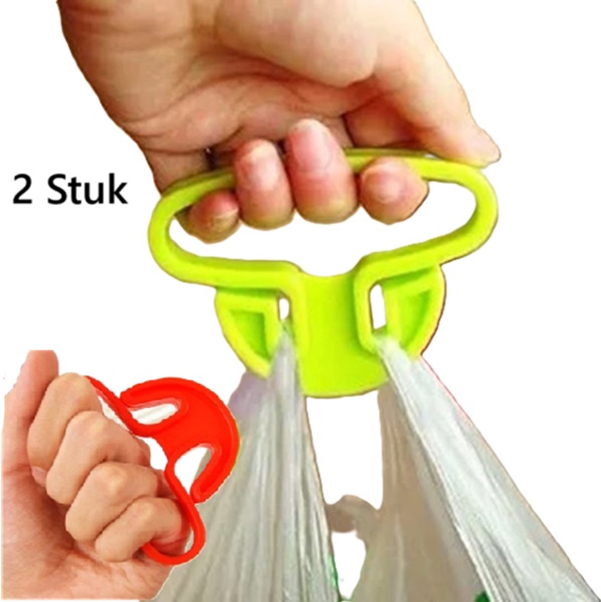 Set of 2 Shopping Bag Handles | Plastic Bag Carrier | Small Bag Carrier | Up to 15 KG | Grey - Image 1