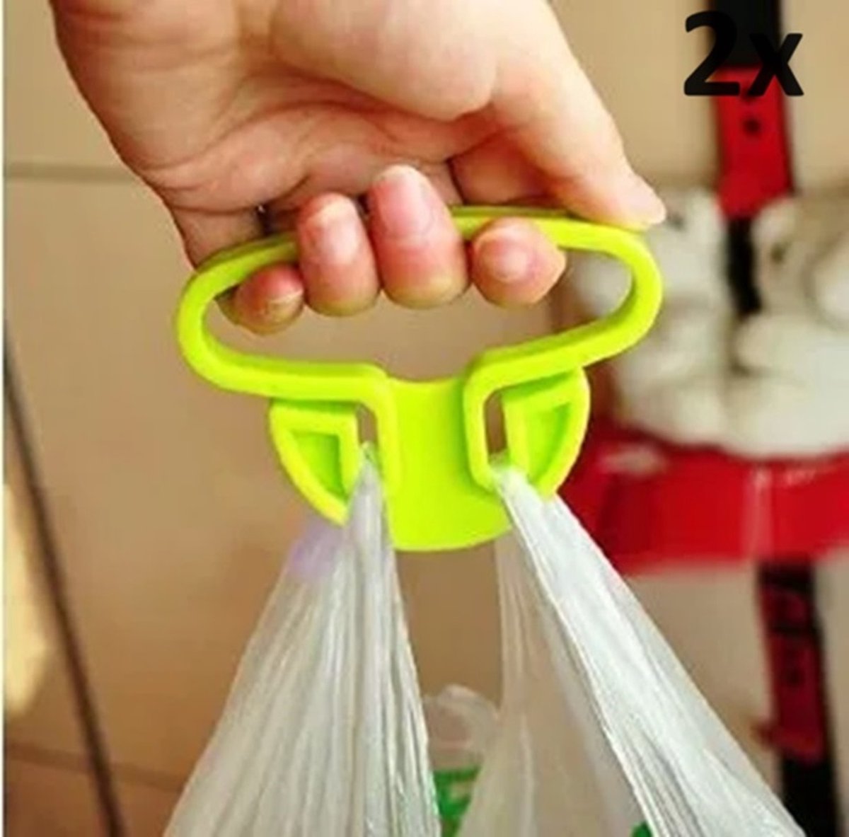 Set of 2 Shopping Bag Handles | Plastic Bag Carrier | Small Bag Carrier | Up to 15 KG | Grey - Image 2