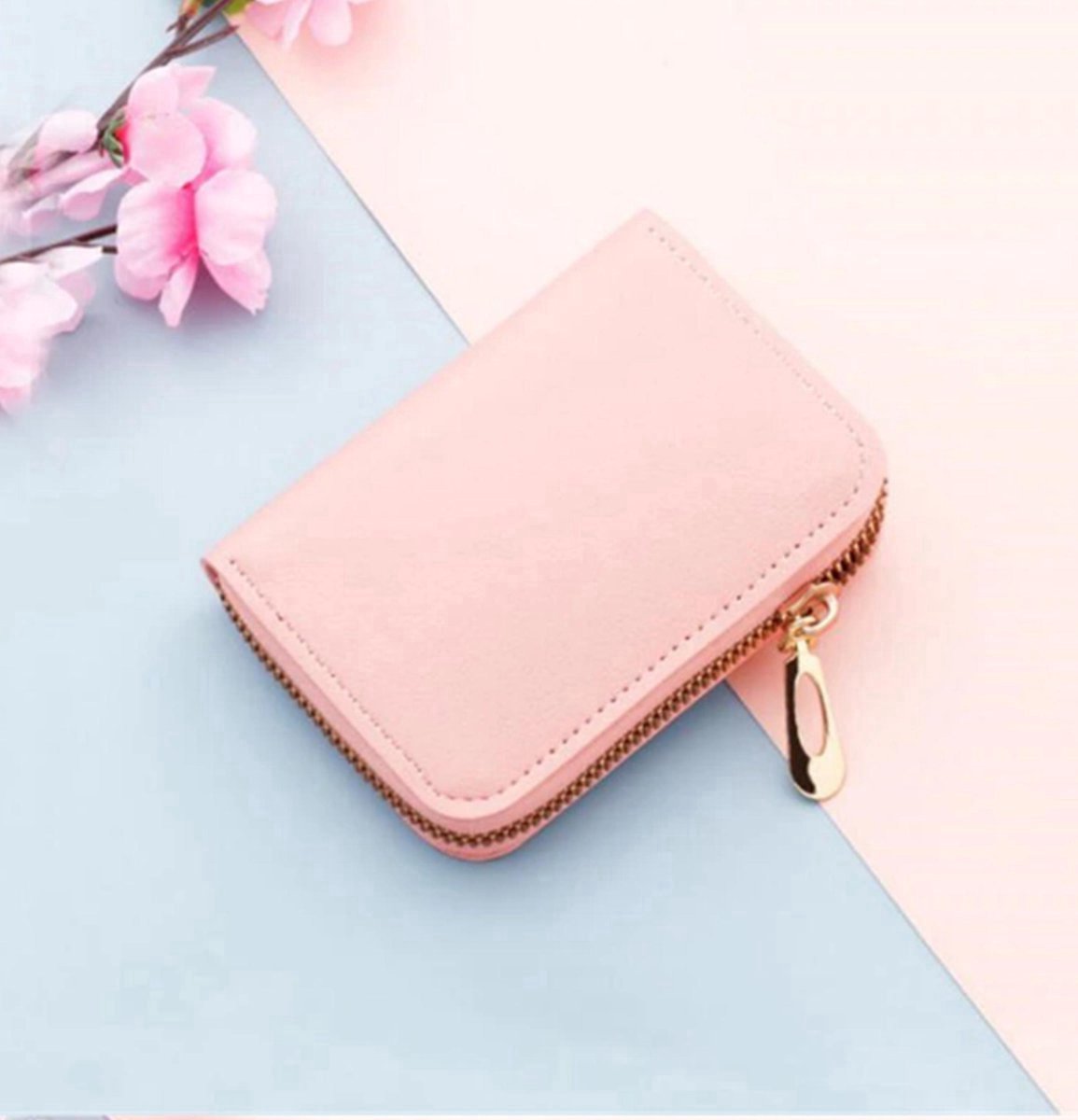 Card Holder for 12 Cards | Credit Card Holder | With Cash Compartment | Card Holder | Wallet | PU Leather | Purse | Pink - Image 2