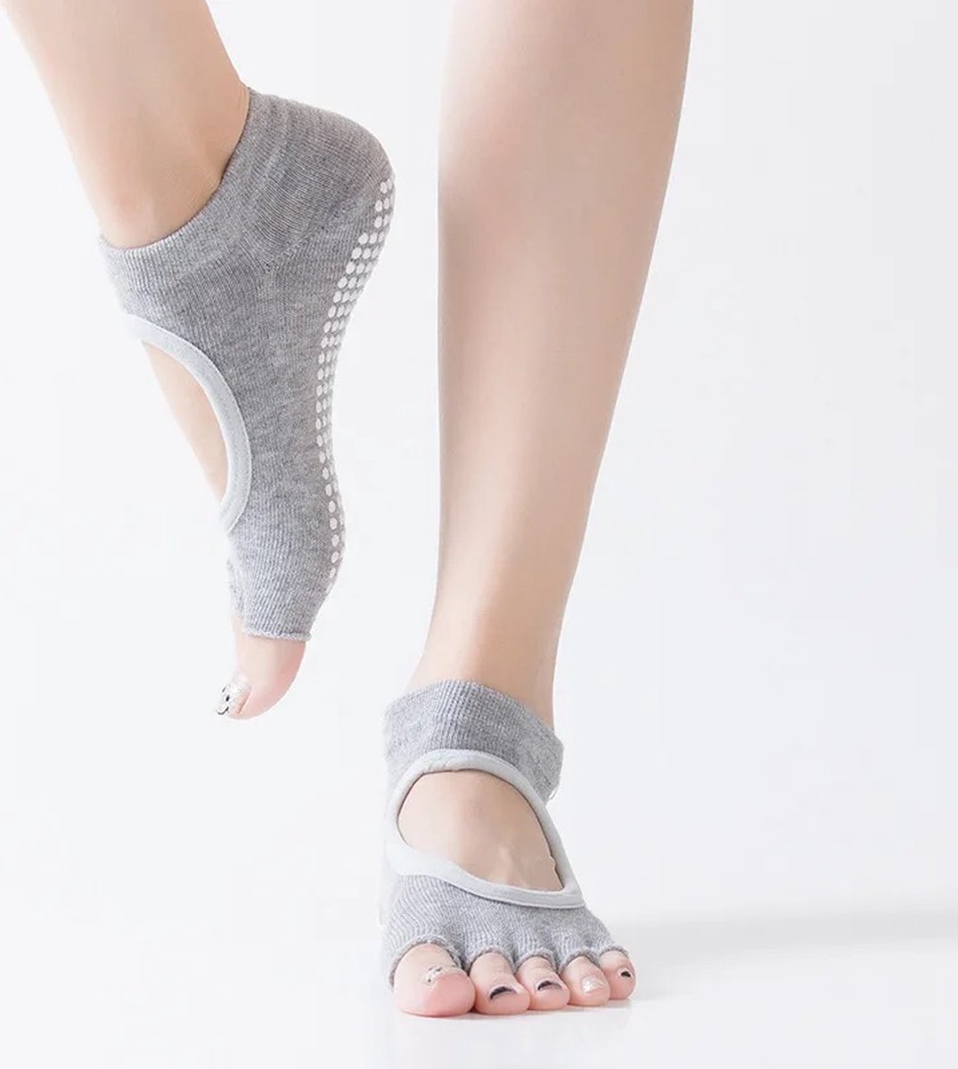 Yoga Socks Full Open Toe | Full Toe Yoga Sock | With Anti-Slip Bottom | Anti-Slip Socks | Pilates Socks | Size 36-40 | Grey - Image 2
