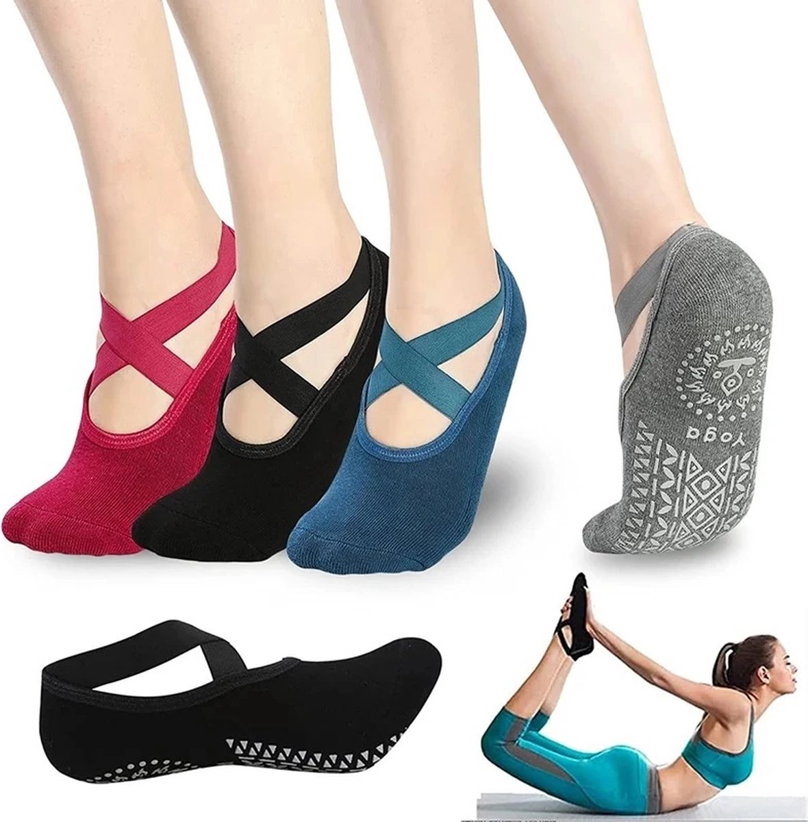 Closed Toe Yoga Socks | With Anti-Slip Bottom | Anti-Slip Socks | Pilates Socks | Size 36-40 | Grey - Image 1