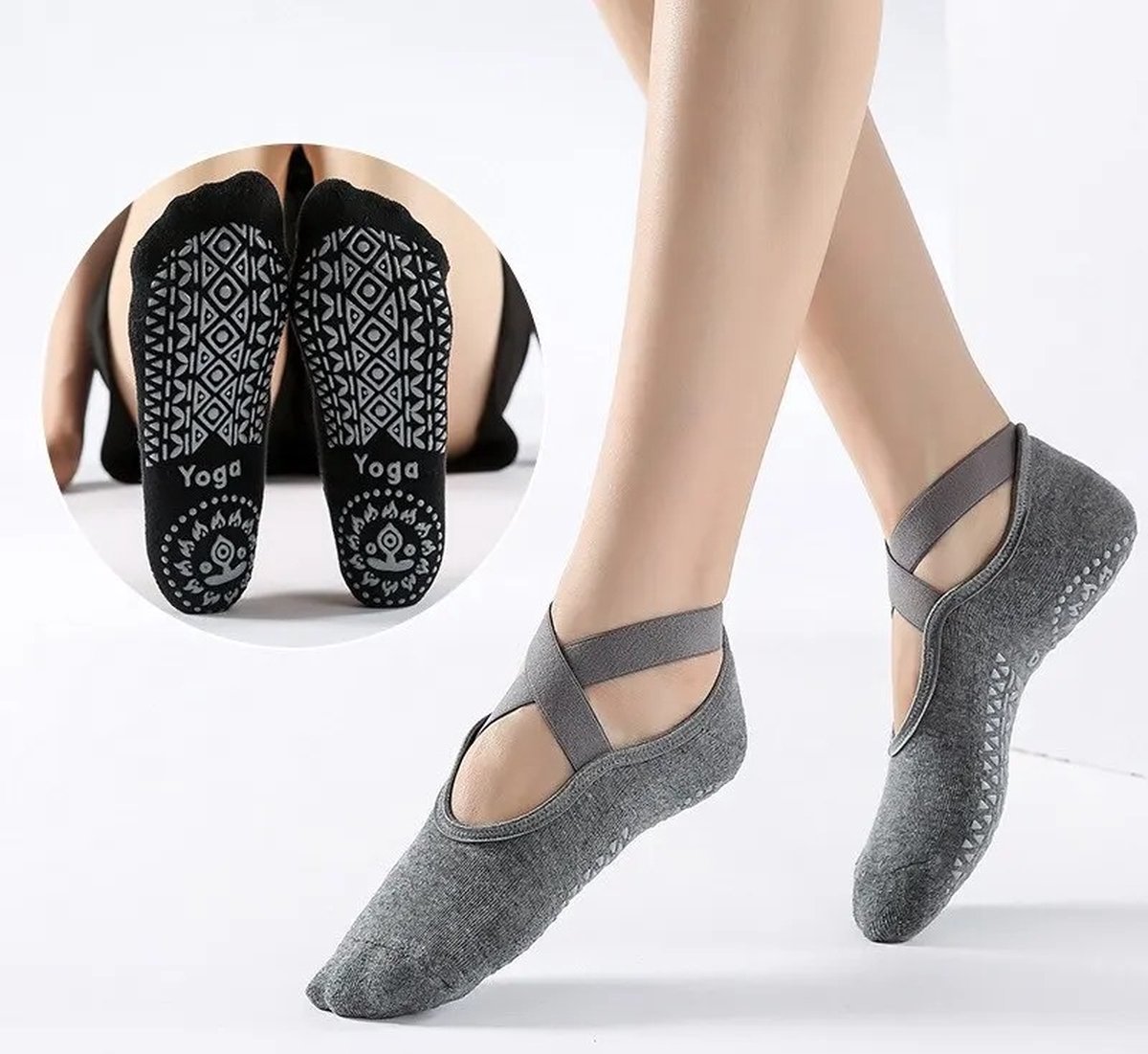 Closed Toe Yoga Socks | With Anti-Slip Bottom | Anti-Slip Socks | Pilates Socks | Size 36-40 | Grey - Image 3