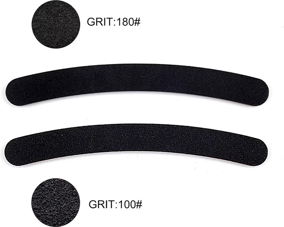 5x Boomerang Files 100/180 Grit | Curved Nail Buffer | Nail File | Polishing Block | Nail Polishing Block | Buffer Block | Nail Buffer | 17 x 2 Cm | Black - Image 4