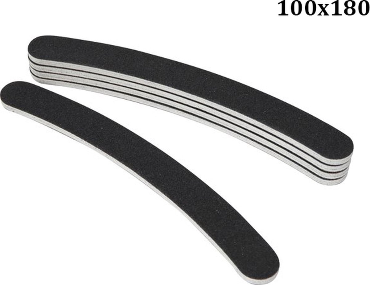 5x Boomerang Files 100/180 Grit | Curved Nail Buffer | Nail File | Polishing Block | Nail Polishing Block | Buffer Block | Nail Buffer | 17 x 2 Cm | Black - Image 5