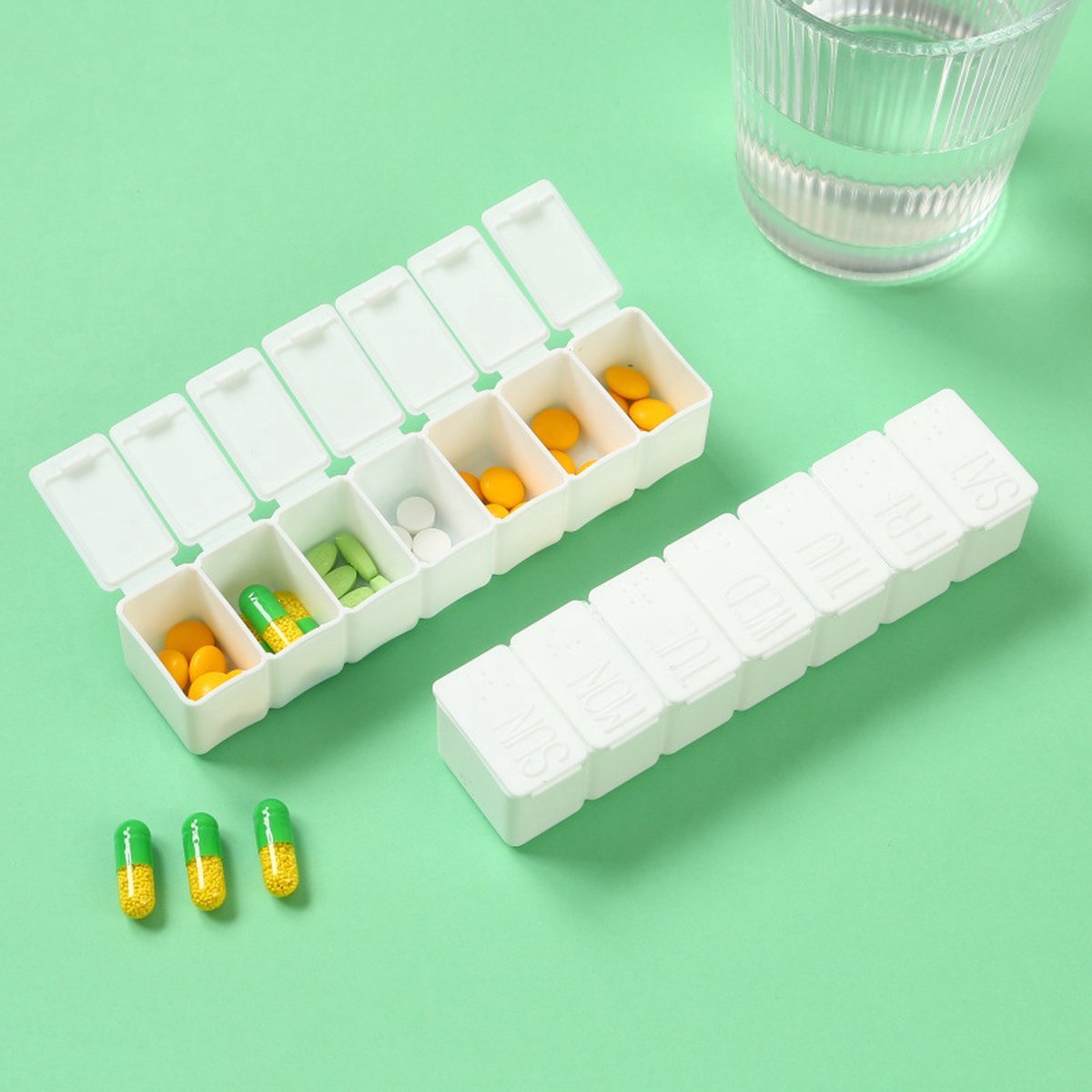 Pill Box | 7-Day Pill Box | Medicine Box | Pill Box | 1 Week | With Daily Divider | White - Image 3