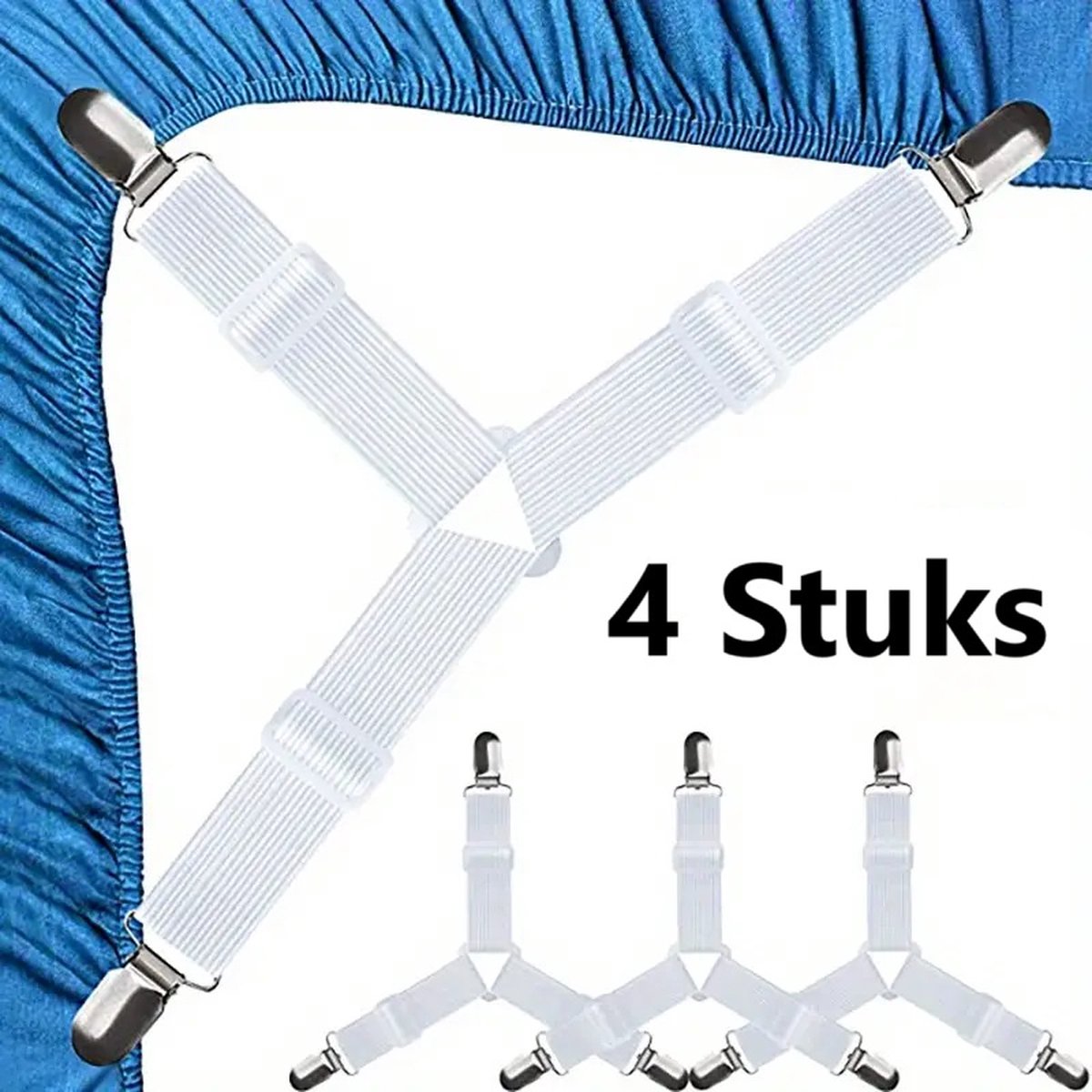 Bed Sheet Clips | Sheet Tighteners | Duvet Clamps | Sheet Tightener Clips | Set of 4 | White - Image 1