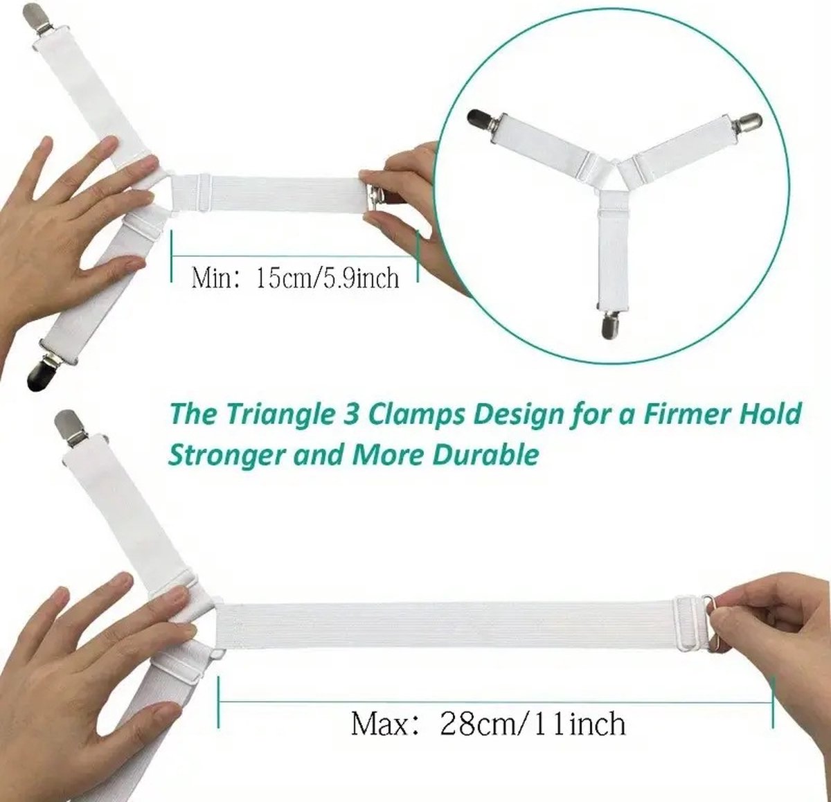 Bed Sheet Clips | Sheet Tighteners | Duvet Clamps | Sheet Tightener Clips | Set of 4 | White - Image 3