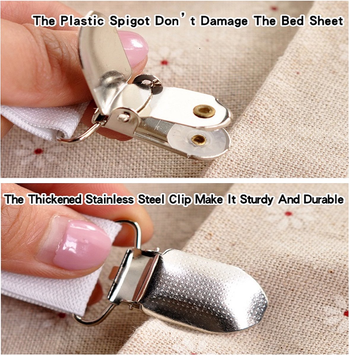 Bed Sheet Clips | Sheet Tighteners | Duvet Clamps | Sheet Tightener Clips | Set of 4 | White - Image 4