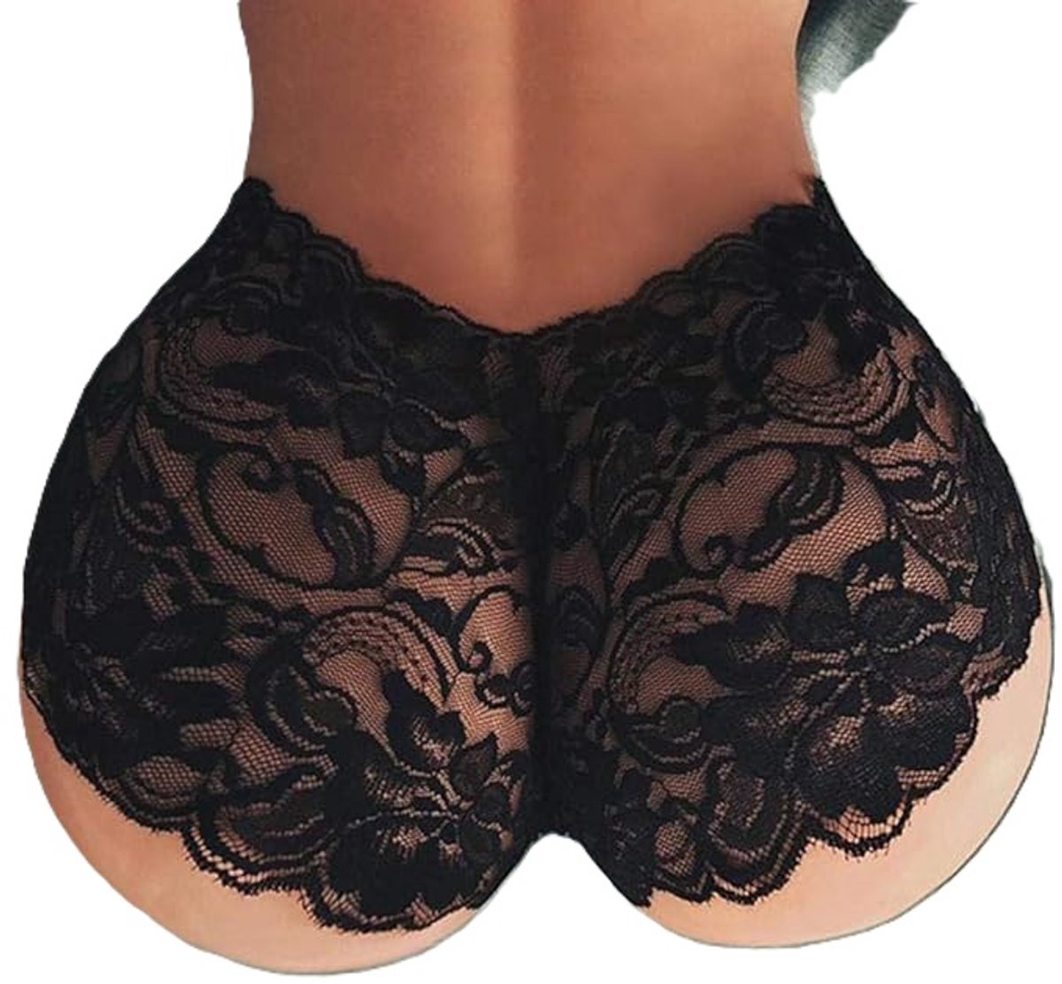 Set of 2 Sexy Lace Panties with Floral Pattern | 1 x Black & 1 x White | Erotic Underwear | Sexy Thong | Size L - Image 5