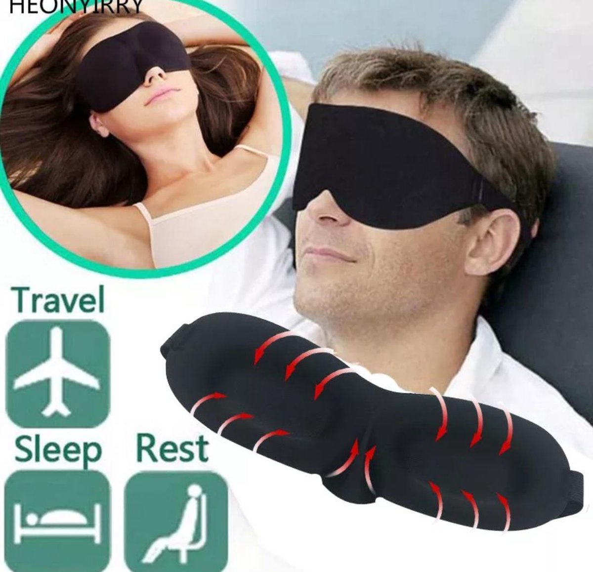 3D Sleep Mask (Comfortable, Soothing) - Image 1