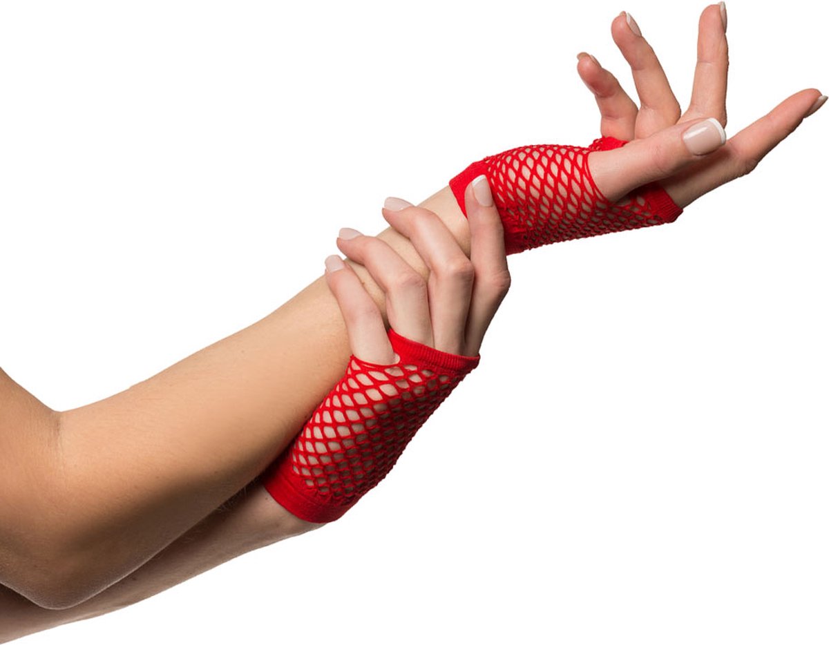 Partyxclusive Fingerless Fishnet Gloves Women Red One-size - Image 2