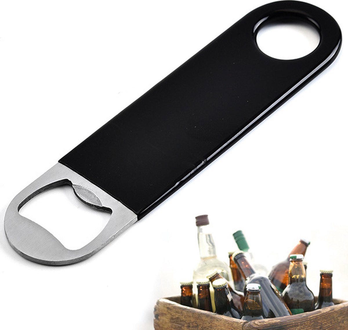 Barblade Bottle Opener | Beer Opener | Bottle Opener | Bar Accessories | Two-Tone | Stainless Steel | 12.5 x 3 cm | Silver/Black - Image 5