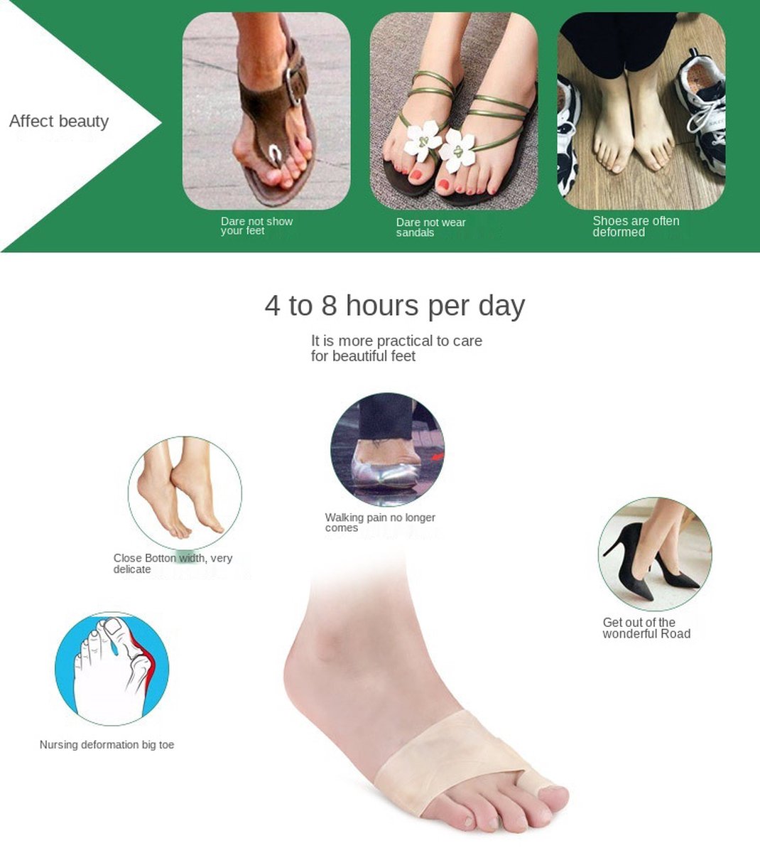 Hallux Valgus Silicone Toe Protectors | Toe Separators | Toe Corrector | Bunion | Bunion | Callus | Toe Straightening | 1 Pair | White - Image 5