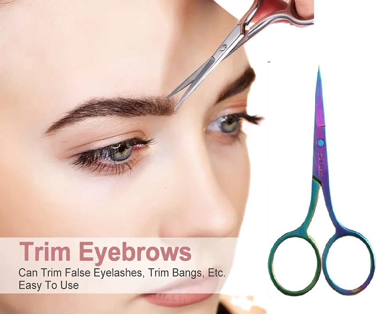 Cuticle Clipper and Eyebrow Scissors in 1 | Cuticle Scissors | Small Eyebrow Scissors | Cuticle Removal | Stainless Steel | Multicolor - Image 1