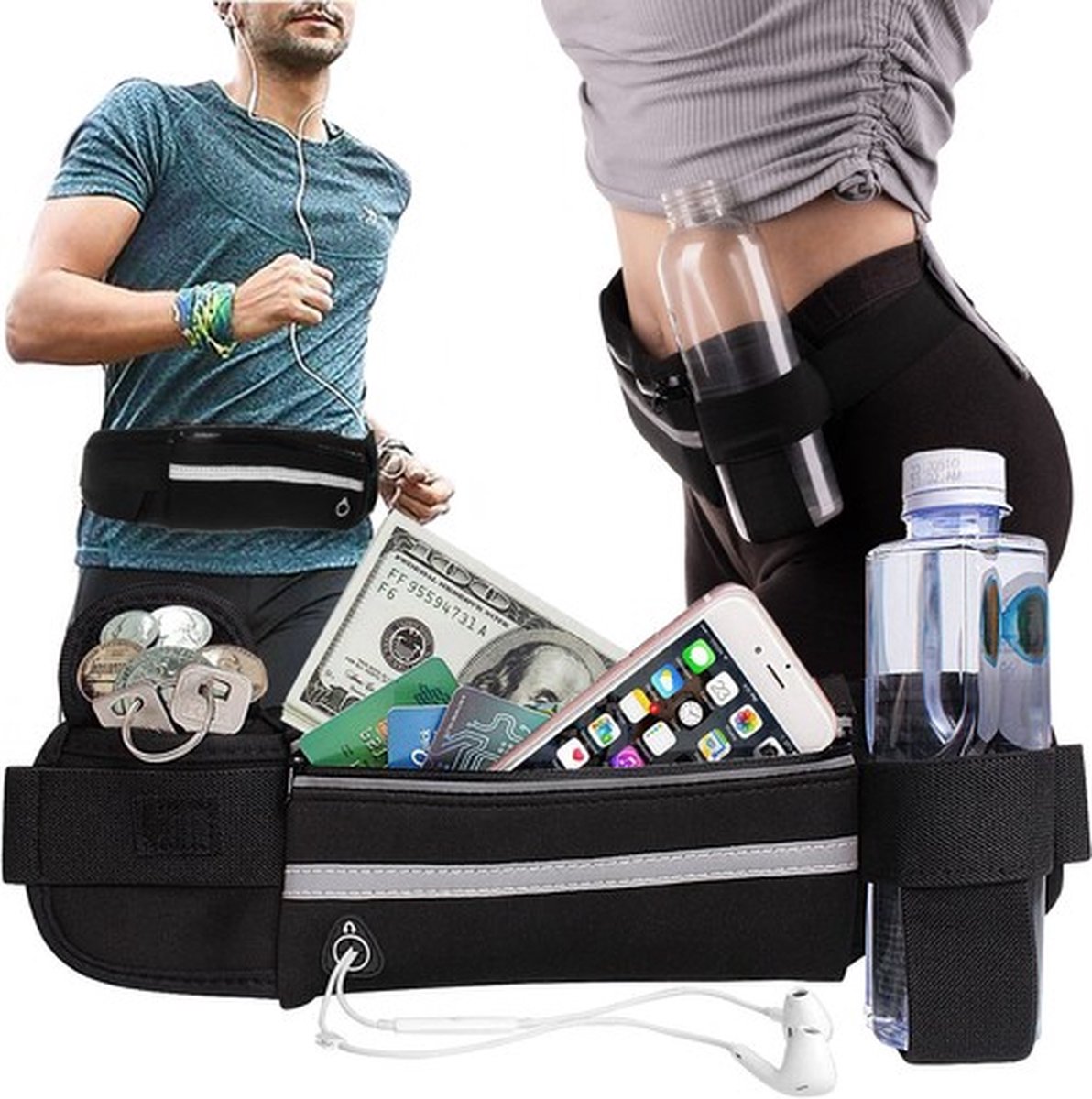 Waist Bag | Running Belt | With Phone Holder | With Smartphone Holder | Reflective | Running Bag | Adjustable Waist 50-80 cm | Pink - Image 3