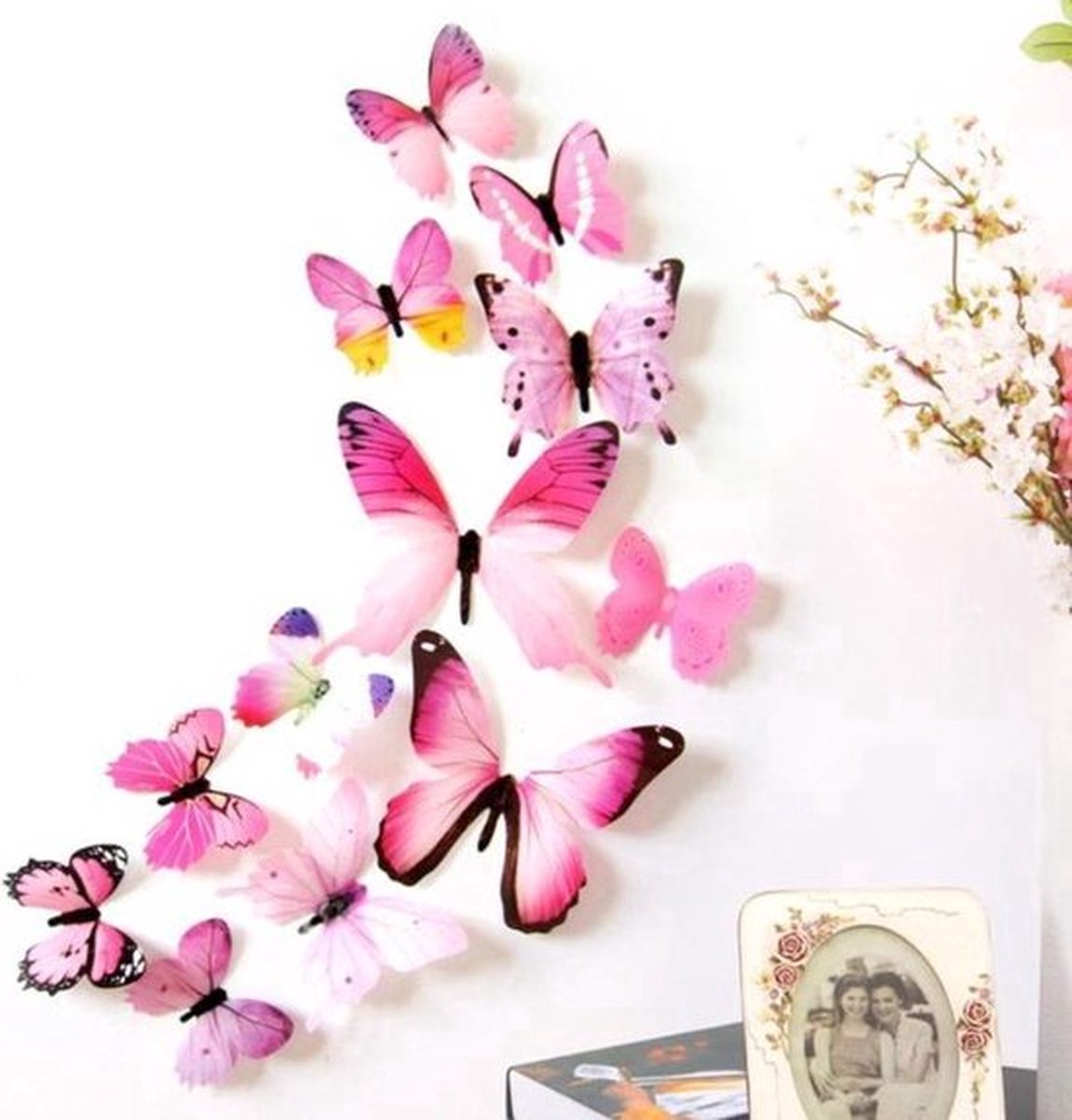 3D Wall Decoration Butterflies 12 Pieces | Wall Butterflies | Butterfly Wall Stickers | Pink - Image 2