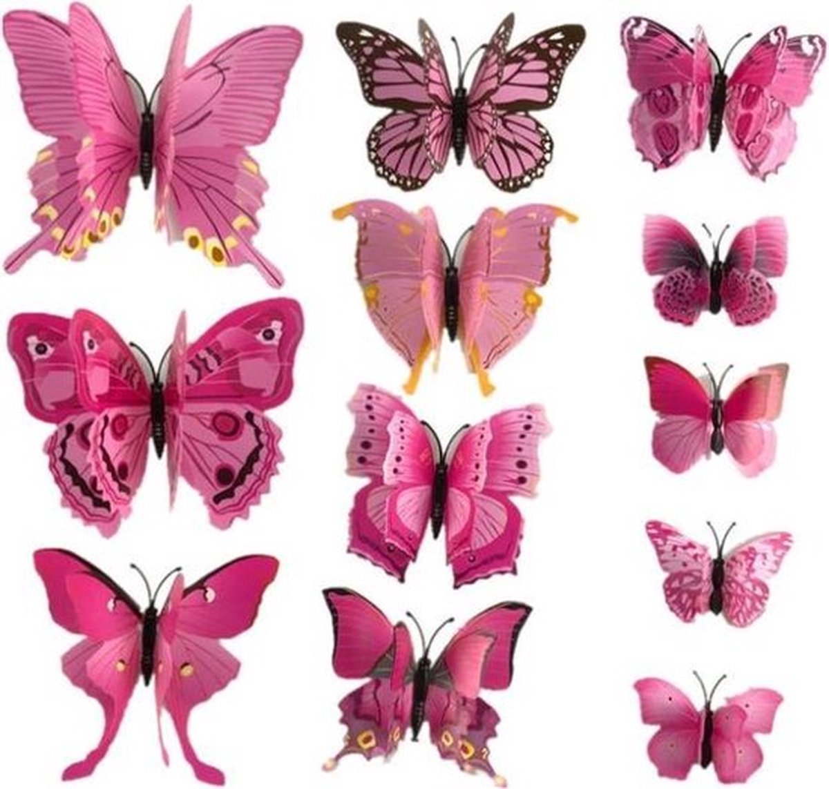 3D Wall Decoration Butterflies 12 Pieces | Wall Butterflies | Butterfly Wall Stickers | Pink - Image 3