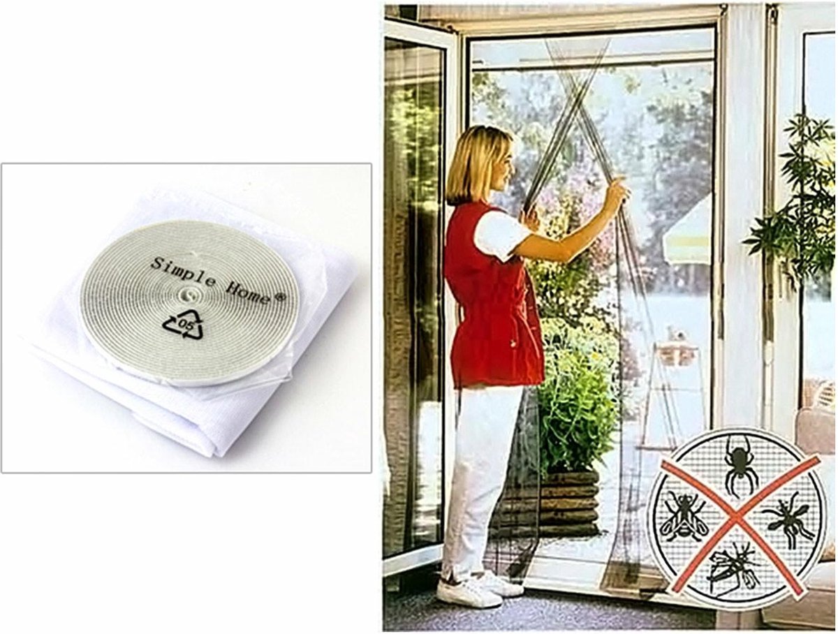 Set of 2 Insect Screens 60 x 200 CM | Window Screens | Insect Nets | Insect Mesh | Fly Screen | With Velcro Adhesive Strip | White - Image 4