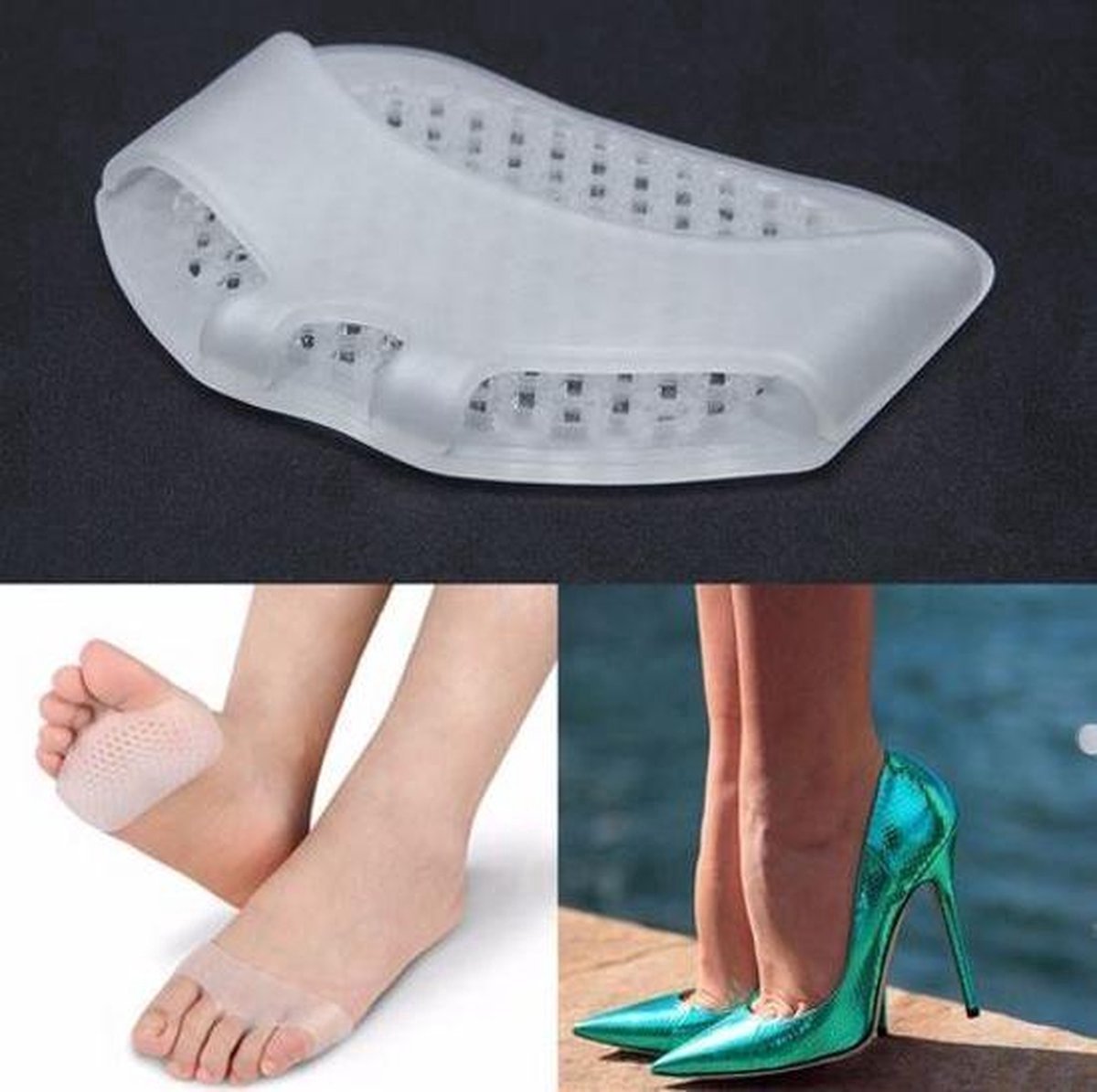 Anti-slip Forefoot Protector | Foot Cushion | Foot Pad | 1 Pair | Silicone | Breathable | Anti-Slip | Ergonomic | Transparent - Image 2